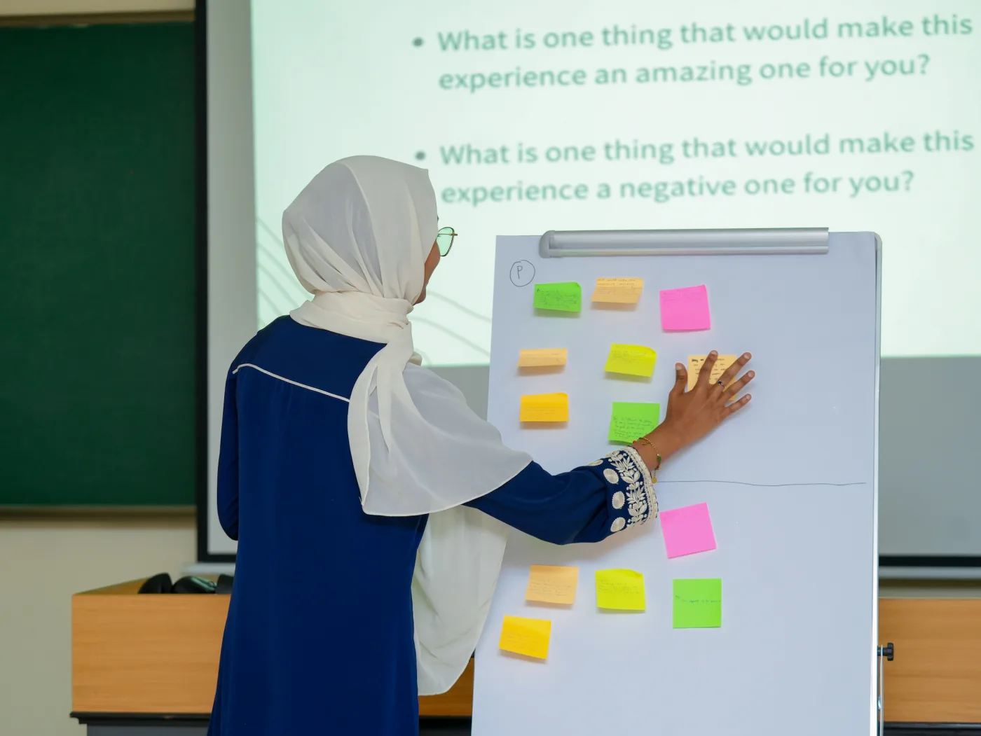 A facilitator leading a workshop conversation