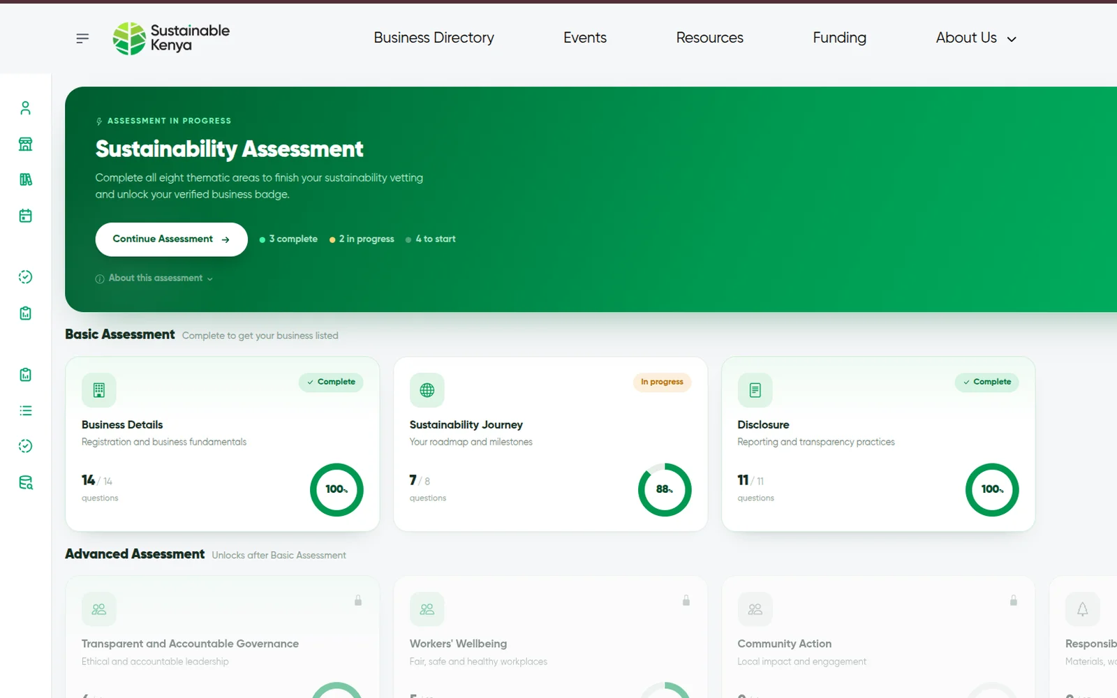 The Sustainable Kenya directory dashboard